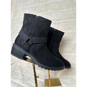 Splendid Samy 8.5 Black Harness Boot Calf High Vegan Suede Chunky